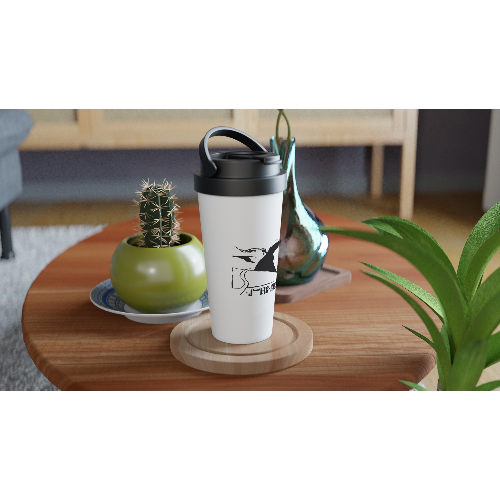 Jung Industri White 15oz Stainless Steel Travel Mug